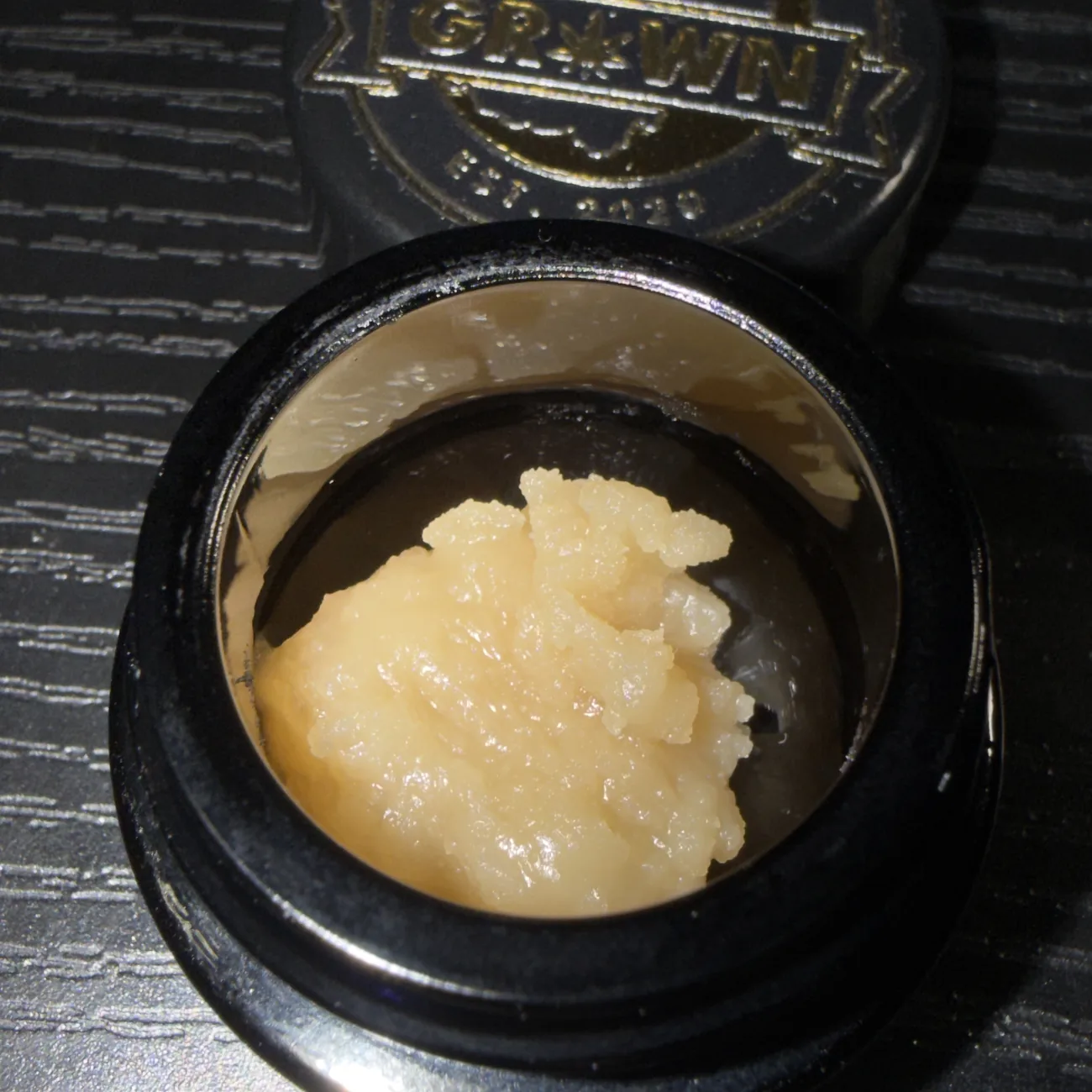 Cold cured live rosin in a 614 Grown jar